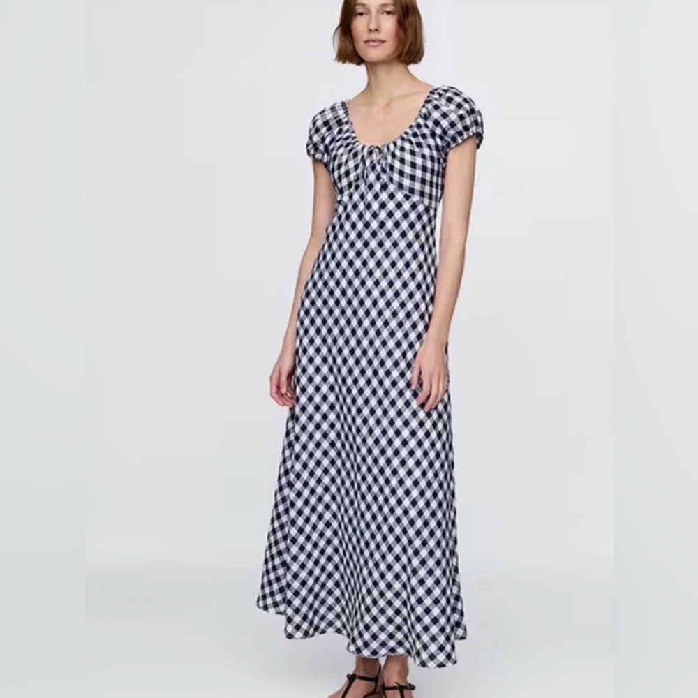 Gap x Doen 100% Linen Gingham Dresx